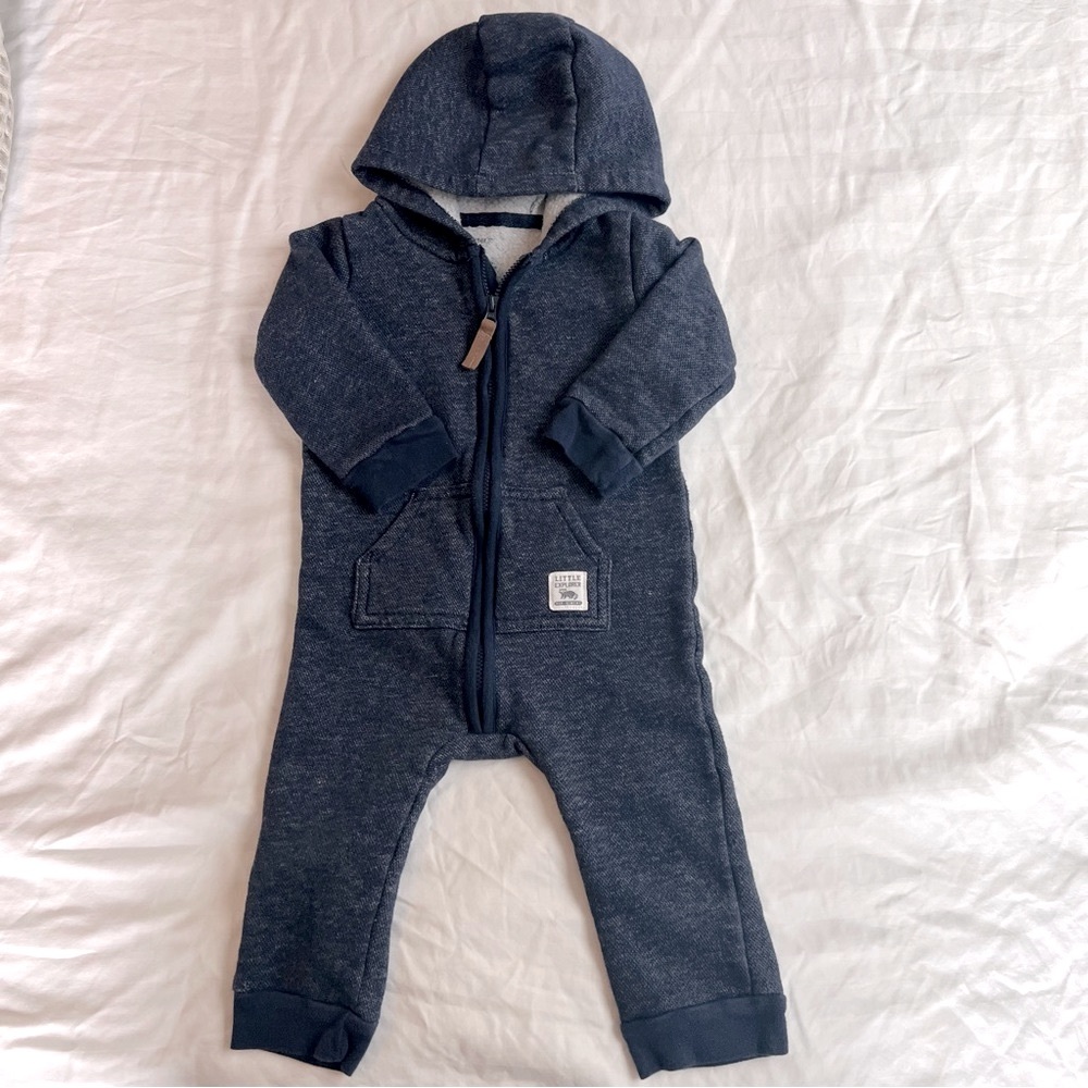 Carter’s Cozy Hooded One-Piece, Size 12 Months
